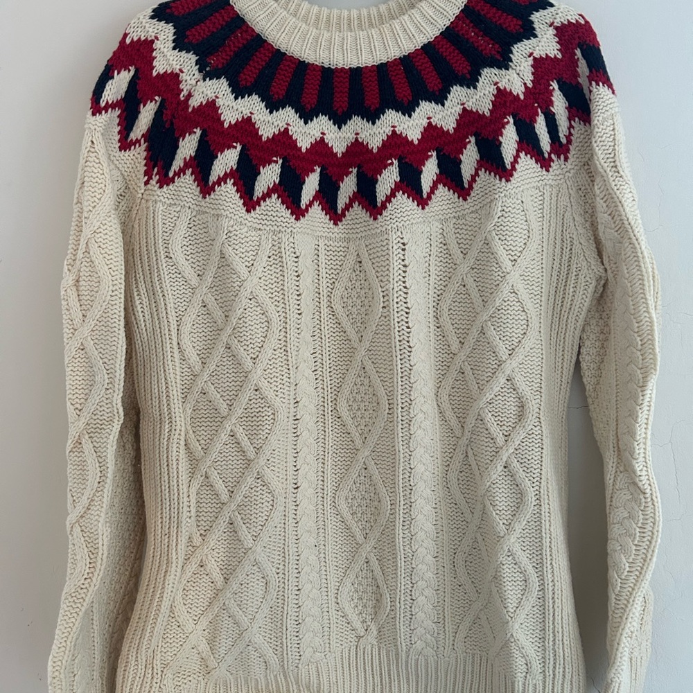 Cream And Red Patterned Sweater - image 1